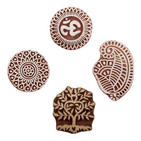 Set of 4 Piece New Mix Wooden Printing Blocks